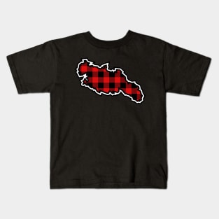 Lasqueti Island Silhouette in Red and Black Plaid - Simple Canadian Pattern - Lasqueti Island Kids T-Shirt